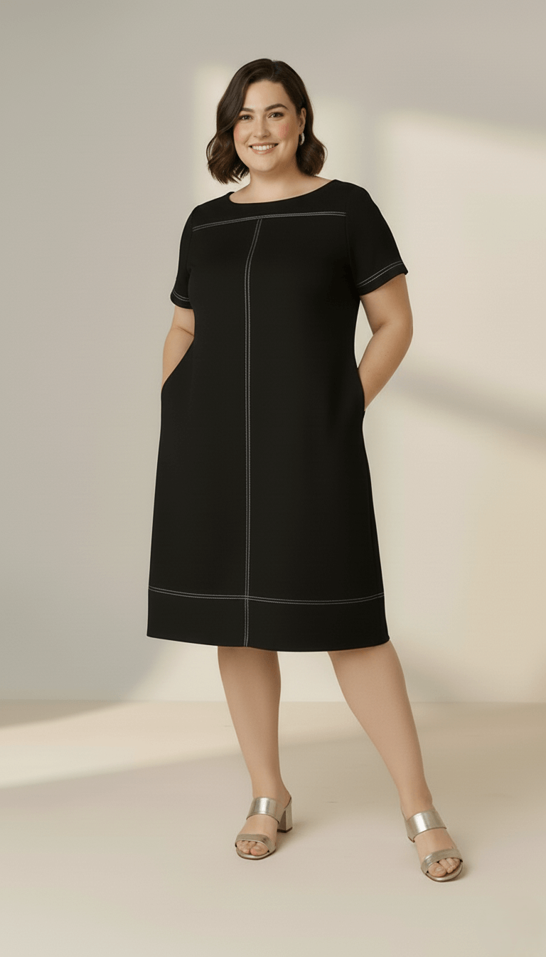 Vestido Marta Pesponto - Malha Viscolycra