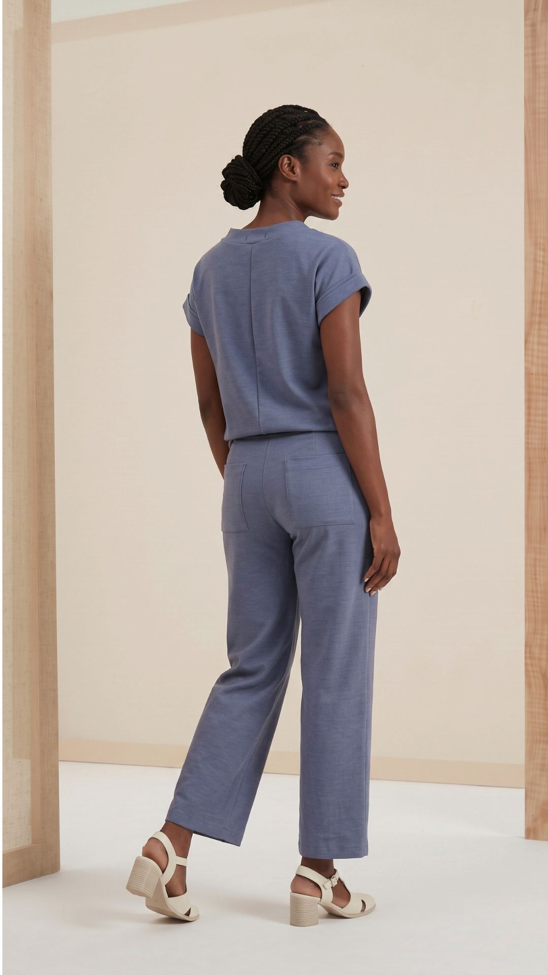 Calça Grazi Transpassada - Moletinho Jeans