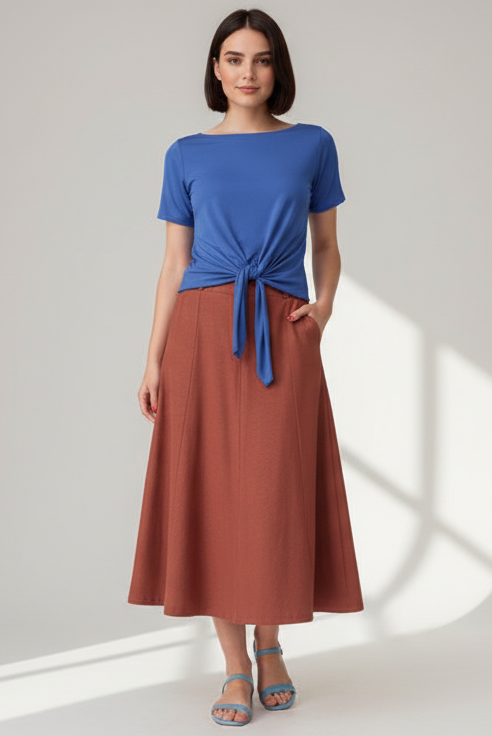 Saia Salete - Moletinho Jeans