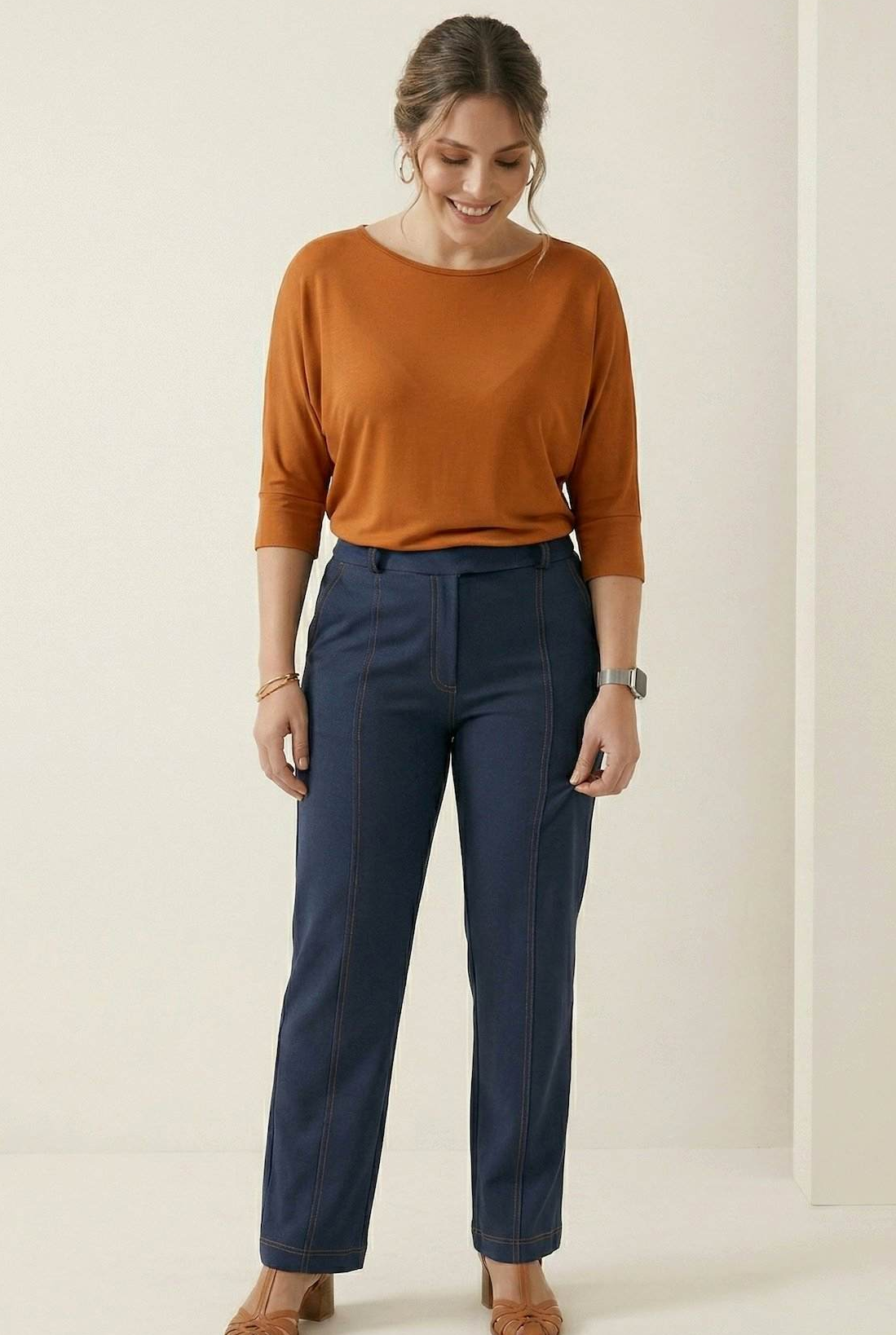 Calça Pietra Pesponto - Moletinho Jeans