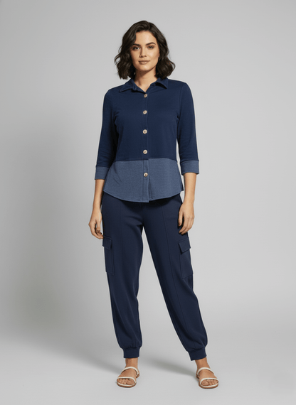 Camisa Helô - Moletinho Jeans