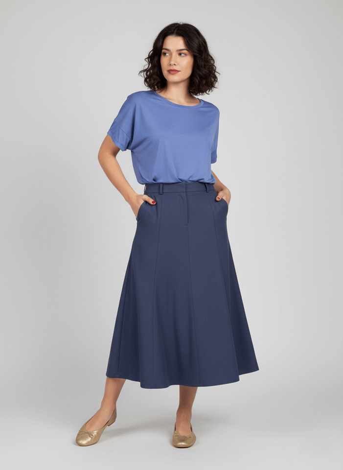 Saia Salete - Moletinho Jeans