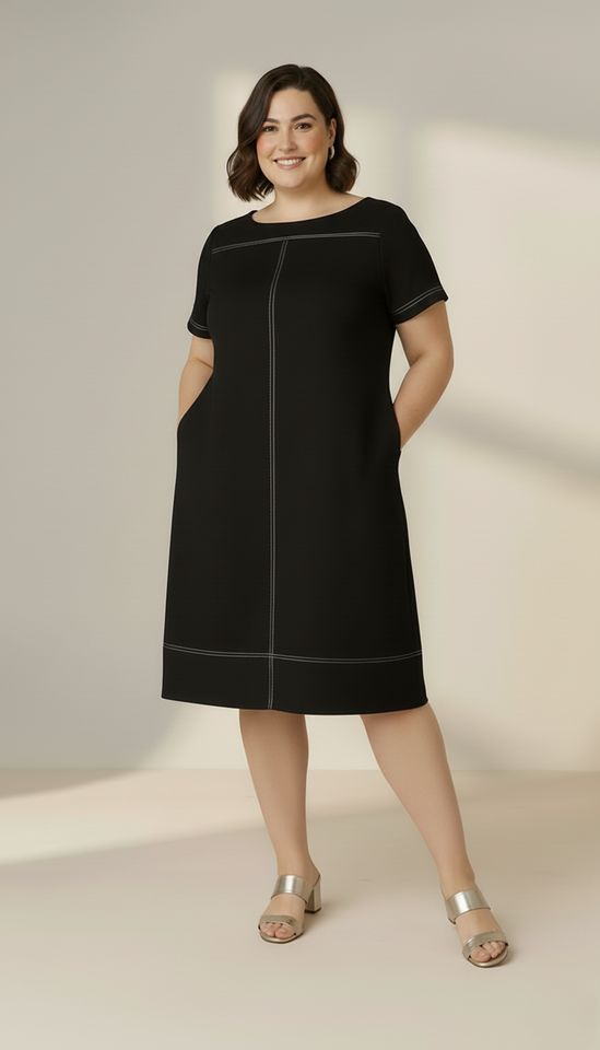 Vestido Marta Pesponto - Malha Viscolycra