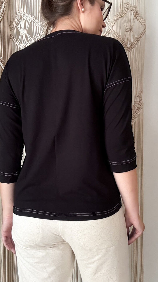 Blusa Esther Pesponto - Malha Viscolycra