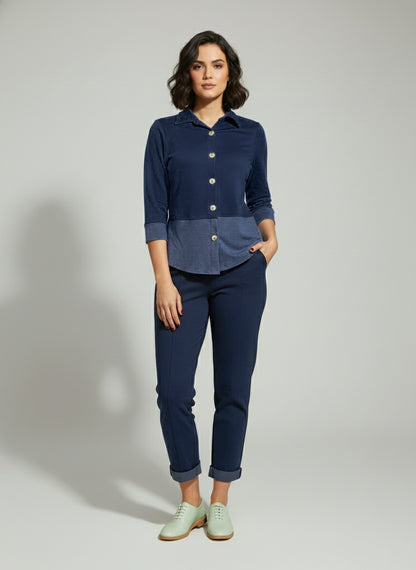 Camisa Helô - Moletinho Jeans