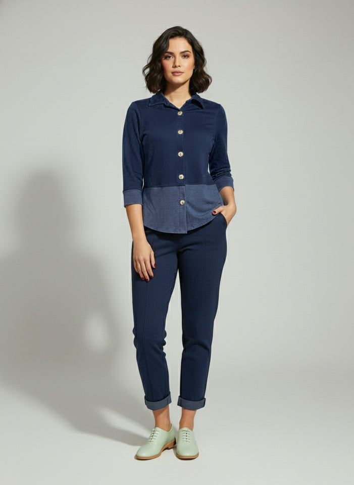 Camisa Helô - Moletinho Jeans