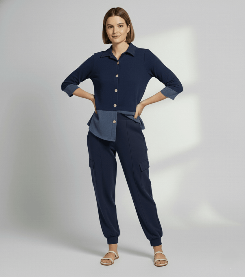 Calça Nati Cargo - Moletinho Jeans