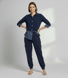 Calça Nati Cargo - Moletinho Jeans