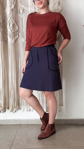 Saia Bruna - Moletinho Jeans