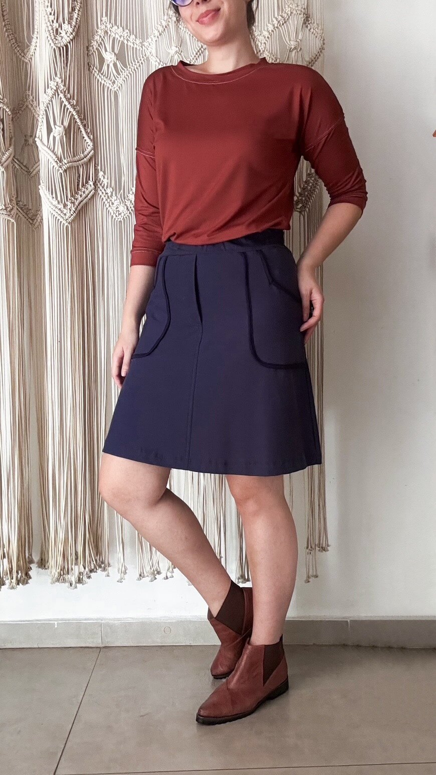 Saia Bruna - Moletinho Jeans